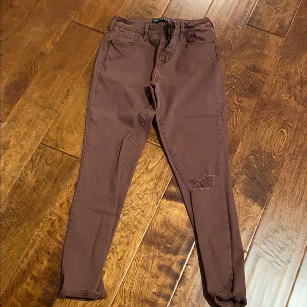 Burgundy skinny jeans